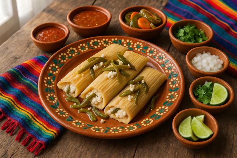 Tamales de Requesón con Rajas