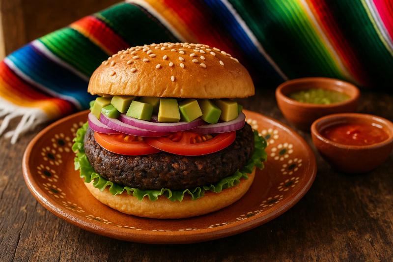 Hamburguesa de Frijol Negro Mexicana